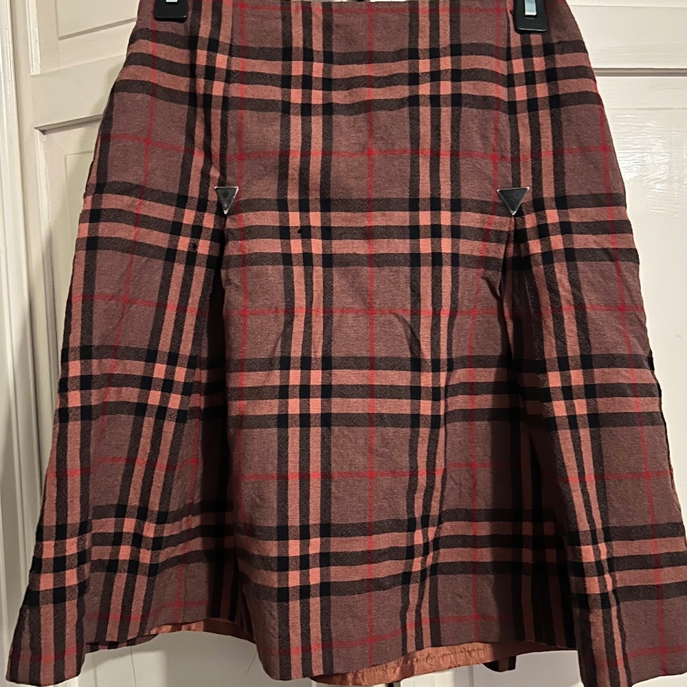 Burberry Blue Label Nova Plaid Pleated Mini Skirt